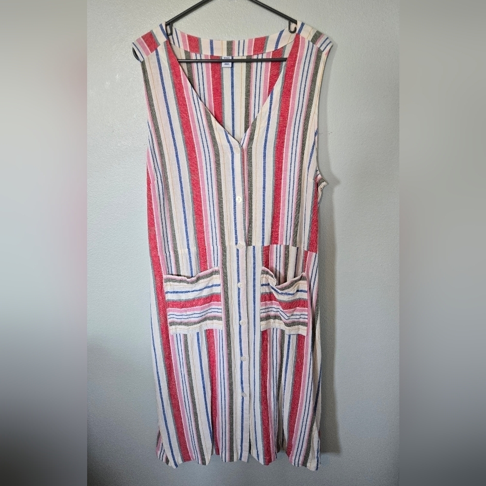Old Navy Linen Striped Sleeveless Dress Size XL